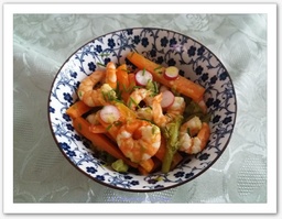 Salade de crevettes et asperges à la bière